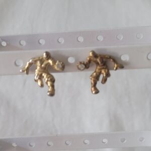 Gold Tone Basketball Player Earrings